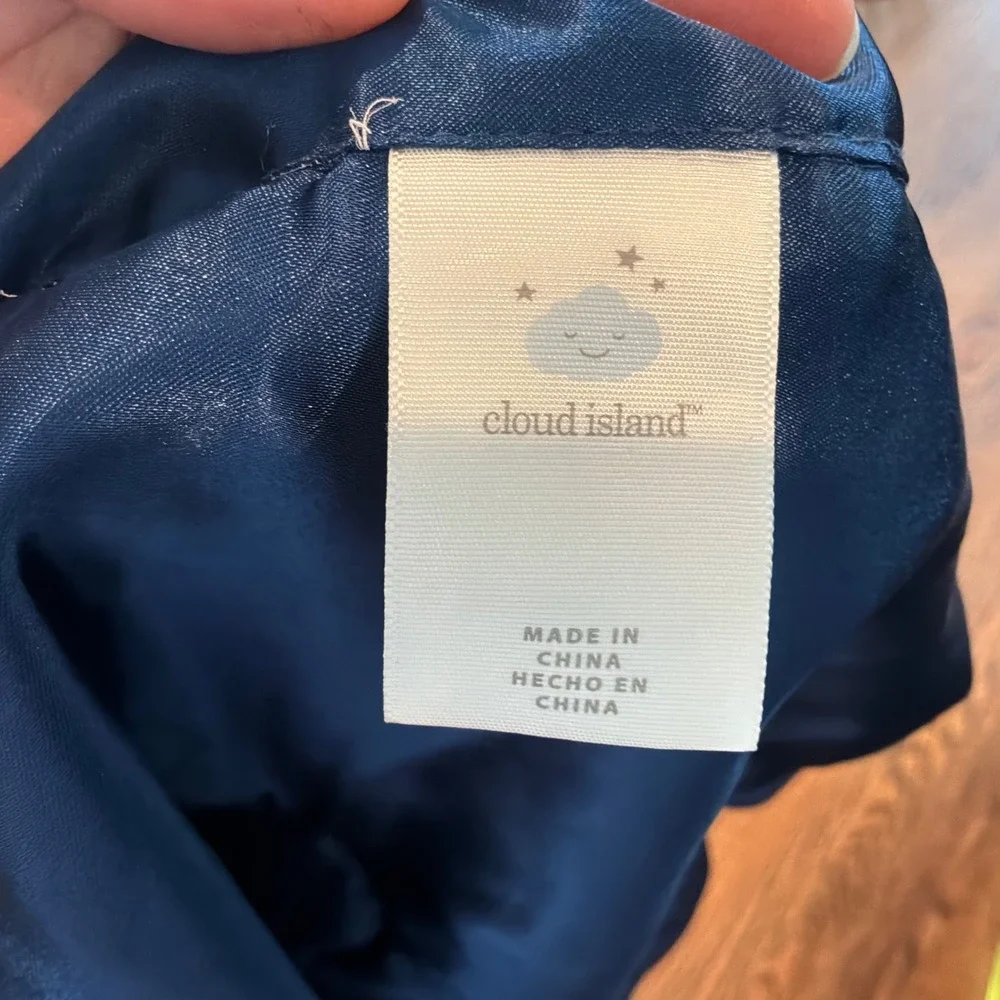 Cloud Island Sloth Baby Security Blanket Lovey Navy Blue White Geometric Satin
